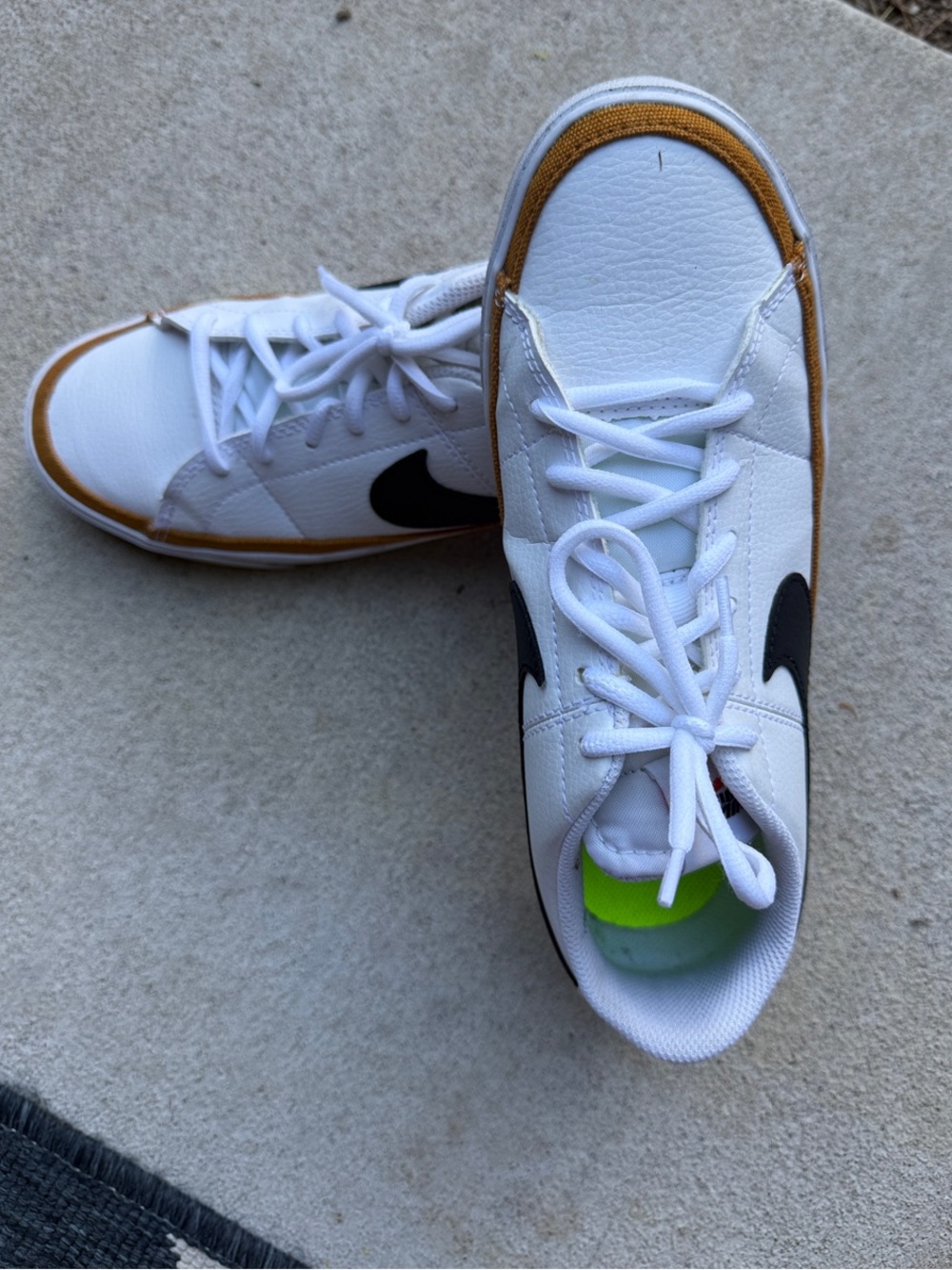 Nike Kids White Sneakers with Brown Trim
